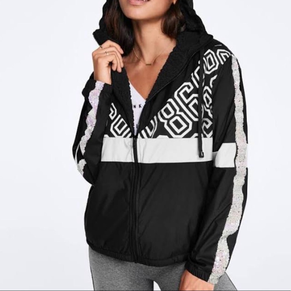 VS PINK Sherpa Lined Campus Full-Zip Anorak